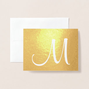 Carte Dorée Monogramme élégant Script initial plié or