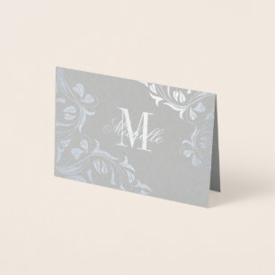 Carte Dorée Monogramme et nom avec design floral