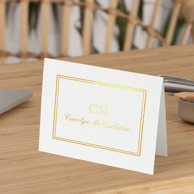 Carte Dorée Monogramme Minimaliste Élégant (Créateur téléchargé)