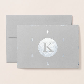 Carte Dorée Monogramme motif de Noël argent
