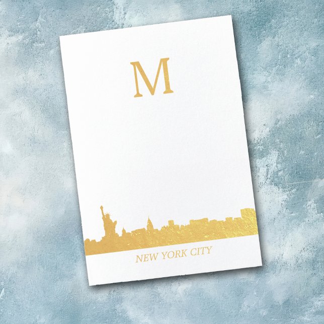 Carte Dorée Monogramme New York City Skyline (Créateur téléchargé)