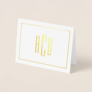 Carte Dorée Monogramme simple à trois lettres bordure or