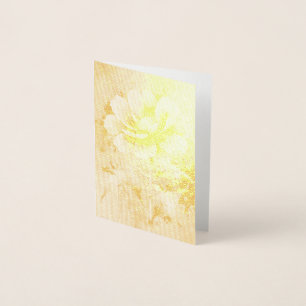 Carte Dorée Motif d'aquarelle de fleurs bleues