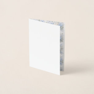 Carte Dorée Motif floral à l'aquarelle bleu blanc élégant