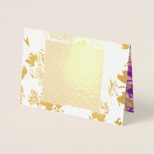 Carte Dorée Motif floral vif avec violet et bleu f