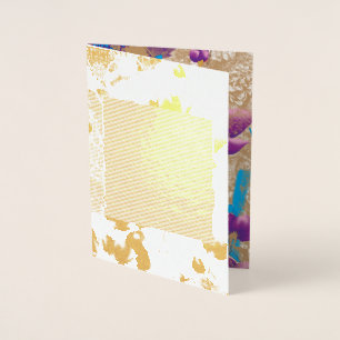 Carte Dorée Motif floral vif avec violet et bleu f