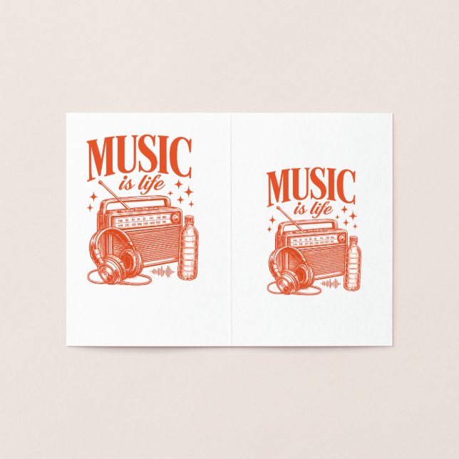 Carte Dorée Music Is Life Vintage Design (Intérieur)