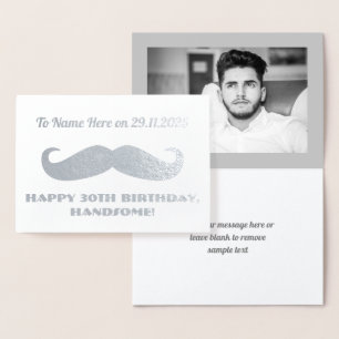 Carte Dorée Mustache Joyeux Anniversaire De L'Argent Humoristi