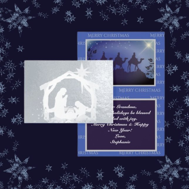Carte Dorée Nativité Lux Blue & Silver Christmas (Créateur téléchargé)
