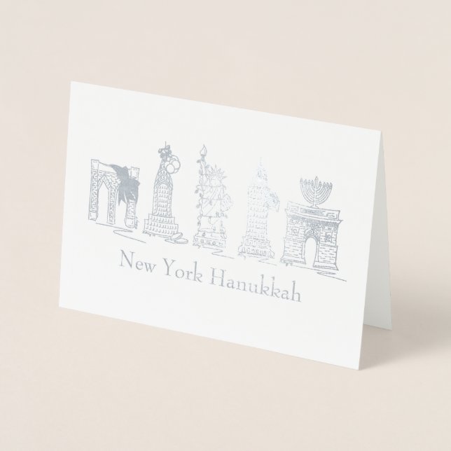 Carte Dorée New York City Hanoukka NYC Fête juive Chanukah (Devant)