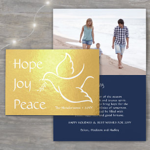 Carte Dorée N'Importe Quel Texte 1 Photo Peace Dove Gold Blue