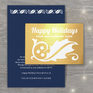 Carte Dorée No Logo Christmas Holly Company Joyeux jours férié