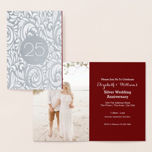 Carte Dorée Noces d'argent 25e anniversaire de mariage (Affichage)