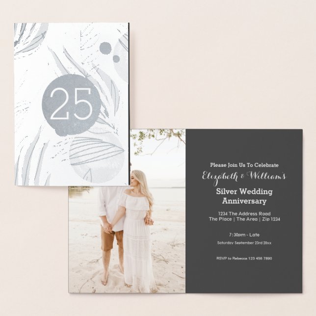 Carte Dorée Noces d'argent 25e Anniversaire de mariage (Affichage)