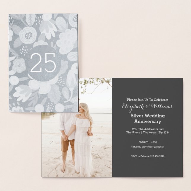 Carte Dorée Noces d'argent 25e Anniversaire de mariage (Affichage)