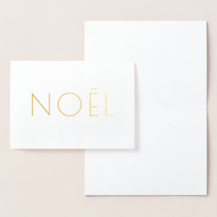 Carte Dorée Noël blanc et or minimaliste typographie élégante