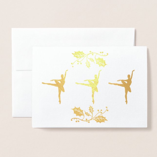 Carte Dorée Noël de Ballerina (Devant avec enveloppe)