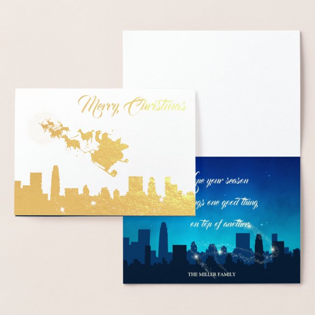 Carte Dorée Noël du Père Noël Sleigh (Affichage)