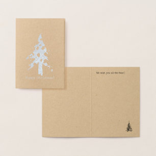 Carte Dorée Noël feuille d'argent minimaliste