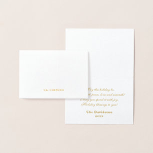 Carte Dorée Noël Gold JOY Stylisé Poinsettia Monogramme