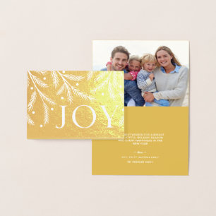 Carte Dorée Noël Joy Gold Foil Branches d'arbre de Noël