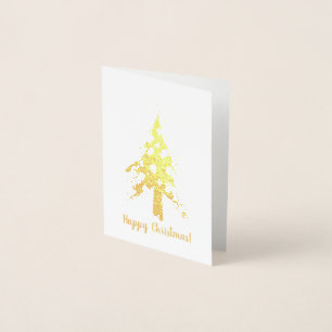 Carte Dorée Noël minimaliste en feuille d'or