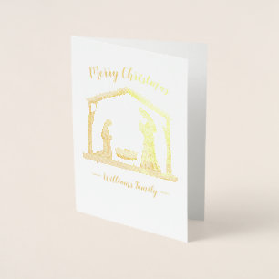 Carte Dorée Noël Nativité Maître Nom de famille
