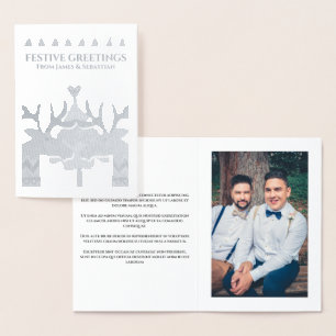 Carte Dorée Noel personnalisé scandinave Reindeer Gay