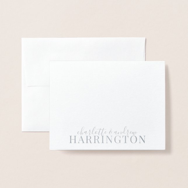 Carte Dorée Nom du couple de monogramme à huile d'argent (Devant avec enveloppe)