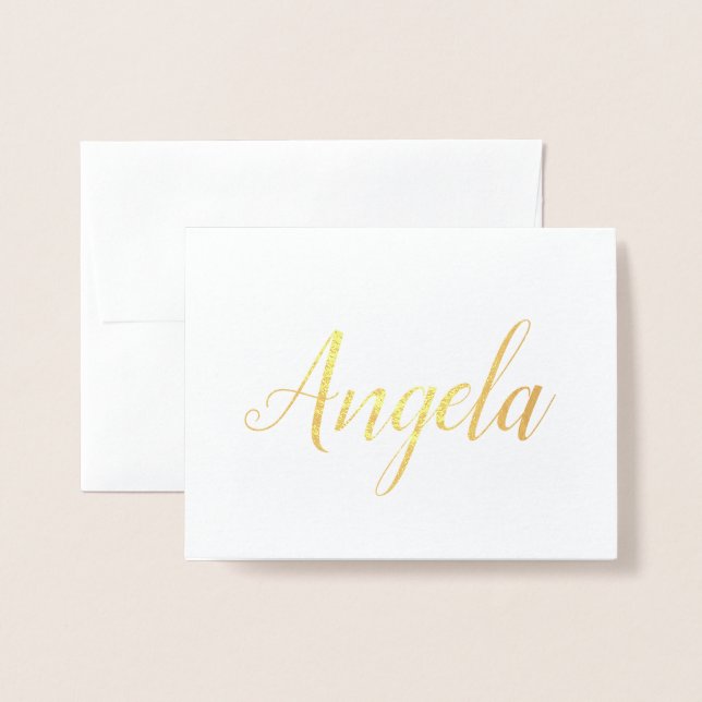 Carte Dorée Nom personnalisé | Bridesmaid | Angela (Devant avec enveloppe)