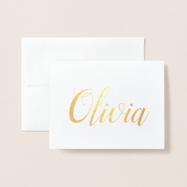 Carte Dorée Nom personnalisé | Bridesmaid | Olivia (Devant avec enveloppe)