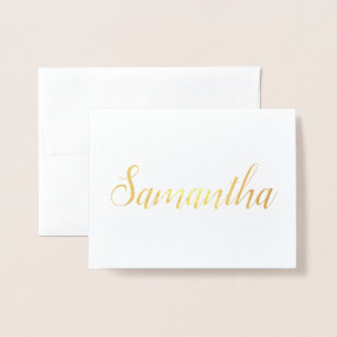 Carte Dorée Nom personnalisé  Papeterie de la servante Samanth