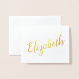 Carte Dorée Nom personnalisé  Papier à lettres de la femme de 