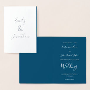 Carte Dorée Noms de texte de script élégant Mariage en argent
