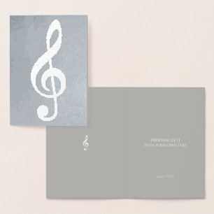 Carte Dorée note musicale / clef de treize sur argent