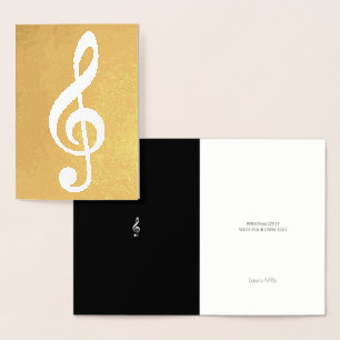 Carte Dorée note musicale / clef de treize sur or