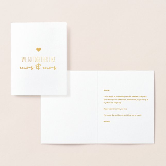 Carte Dorée Nous Allons Ensemble Comme Mme & Mme. (Affichage)