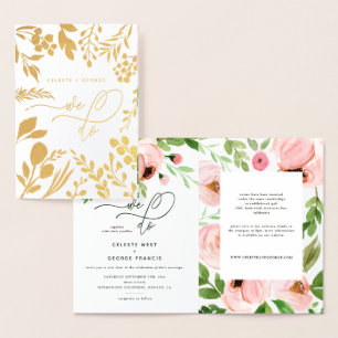 Carte Dorée Nous faisons de l'aquarelle florale et mariage de