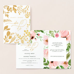 Carte Dorée Nous faisons de l'aquarelle florale et mariage de 
