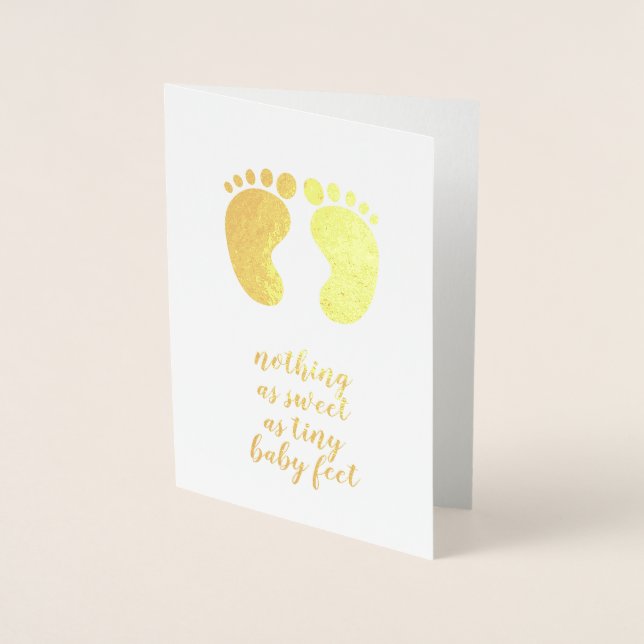 Carte Dorée nouveau bébé mignon citation Or (Devant)