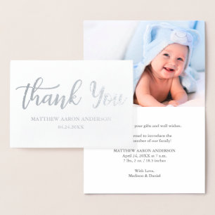 Carte Dorée Nouveau Merci bébé moderne argent