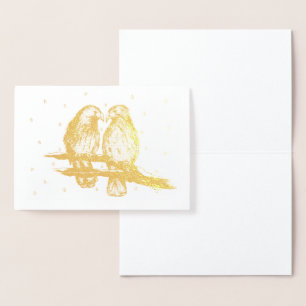 Carte Dorée Oiseaux d'oiseaux amoureux à la traîne rouge à Noë