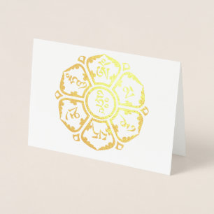 Carte Dorée Om Mani Padme Hum Mantra Tibétain Chenrezig