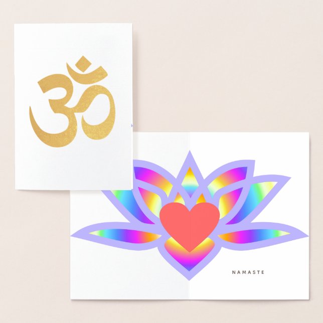Carte Dorée Om Symbole Rainbow Lotus (Affichage)