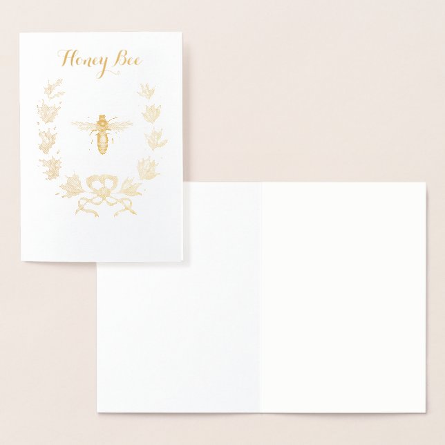 CARTE DORÉE OR HONEY BEE AVEC FLORAL CROWN (Affichage)