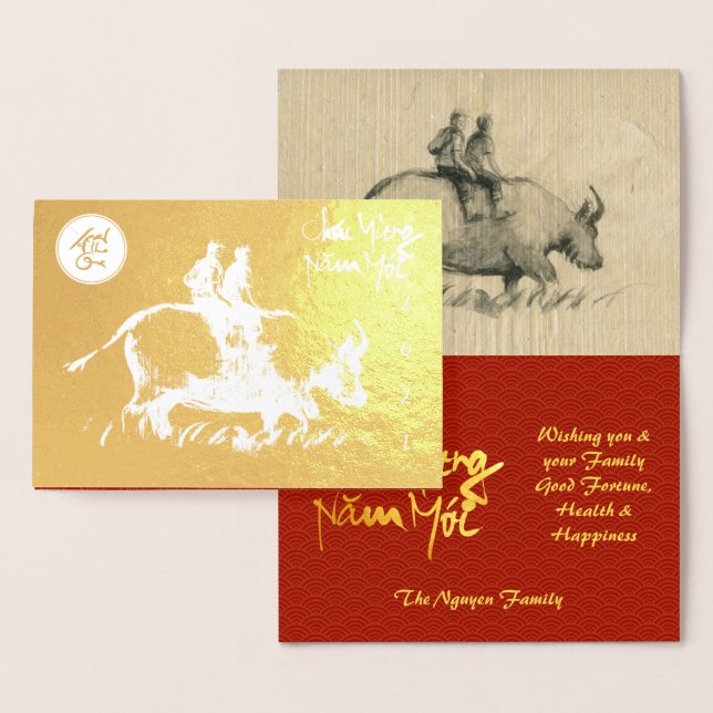 Carte Dorée Original Ox Enfants peinture Lunar 2021 Luxe GC (Affichage)