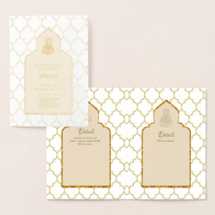 Carte Dorée Ornemental bilingue WALIMA Nikah Mariage musulman