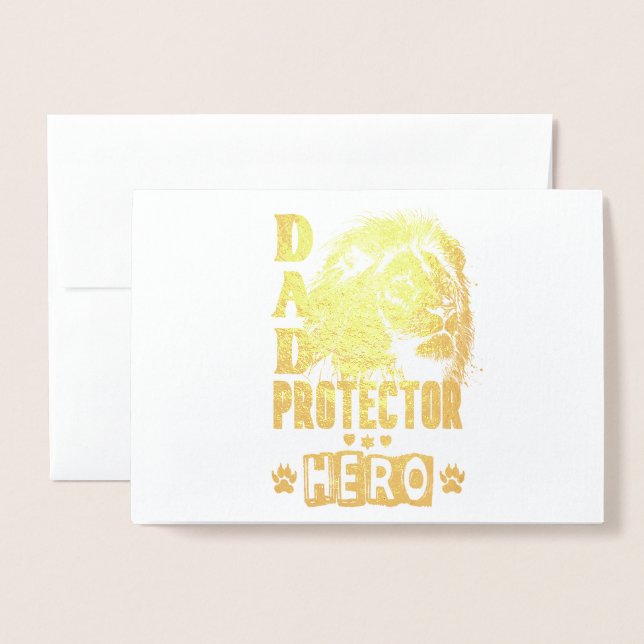 Carte Dorée Papa Protecteur Héros (Devant avec enveloppe)