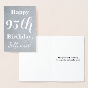 Carte Dorée Papier Argenté de Base 95e Anniversaire + Nom Pers
