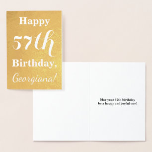 Carte Dorée Papier d'or de base "JOYEUX 57e ANNIVERSAIRE" ; No